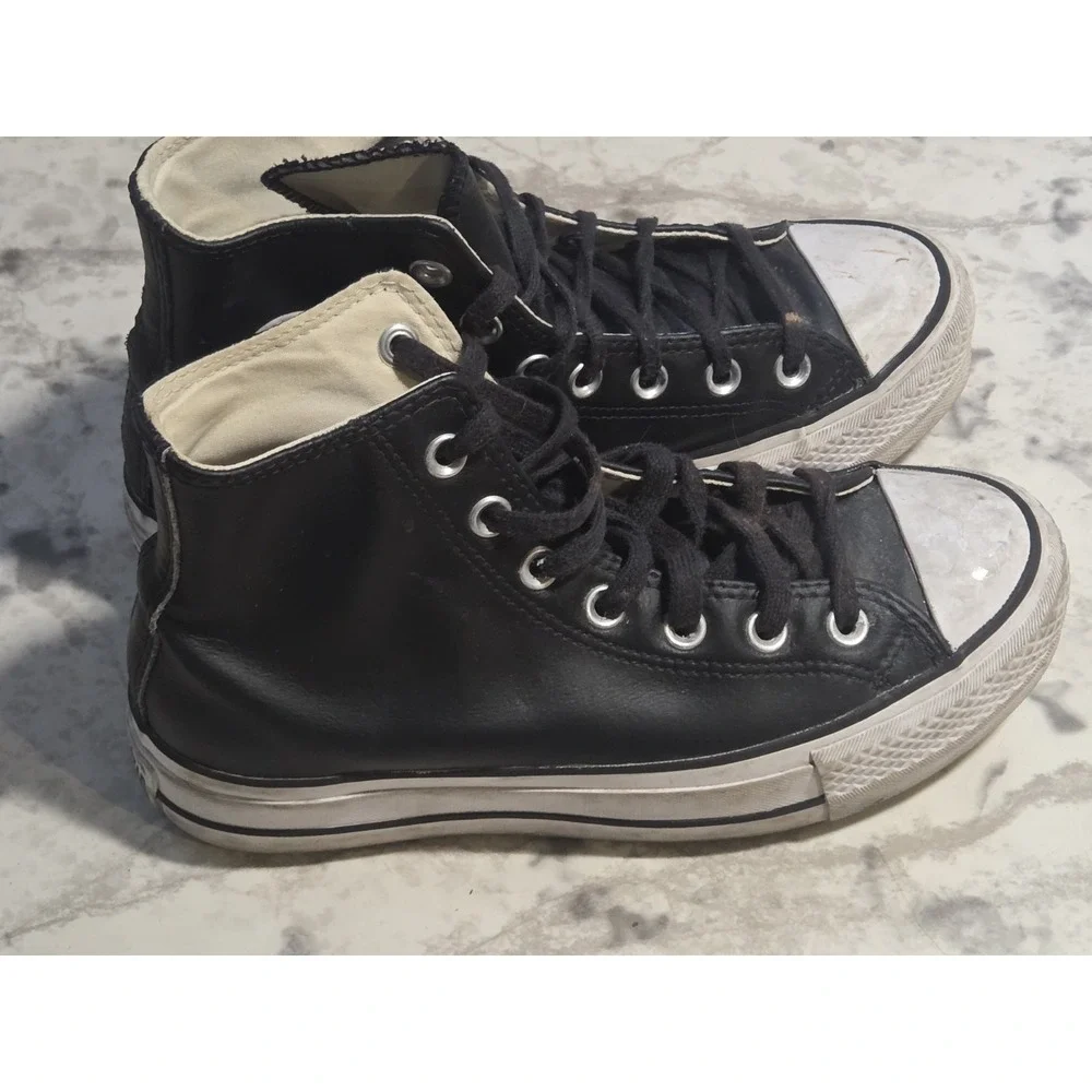 Converse Chuck Taylor All Star Lift Platform Leather High Top Black WM Size 6.5